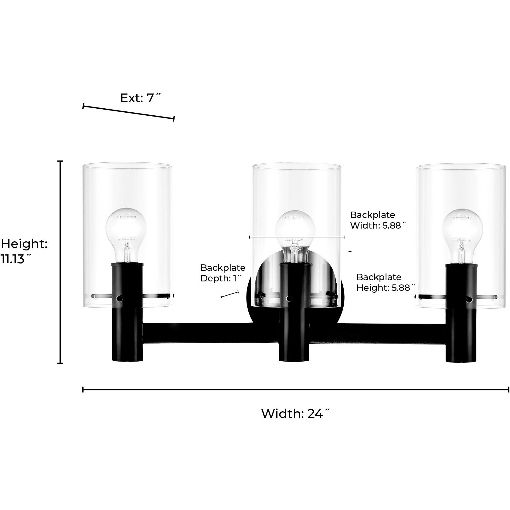 Apolla 3 Light 24 inch Vintage Brass Bathroom Vanity Light Wall Light